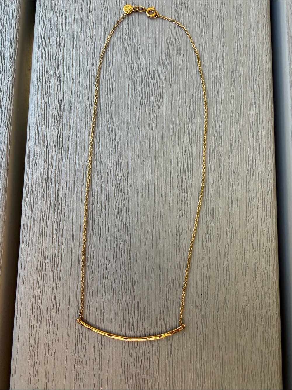 Gorjana Taner Gold Hammered Bar Necklace Dainty Minimalist